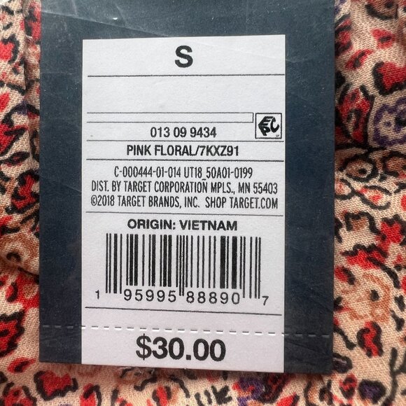 Universal Thread Women's Sleeveless Short Pintuck Dress Pink Floral Small - Picture 3 of 3